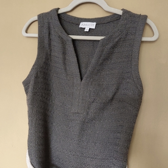 Apricot V Neck Rope Tie Tweed Tunic or dress - Picture 5 of 8